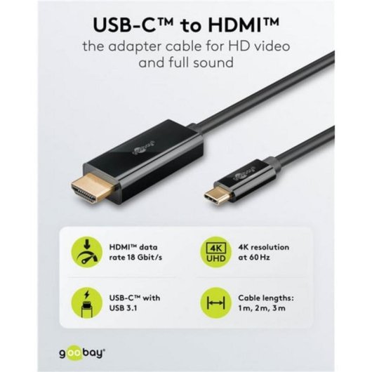 Adattatore USB-C verso HDMI Goobay 75697 2 m 4K 60 Hz