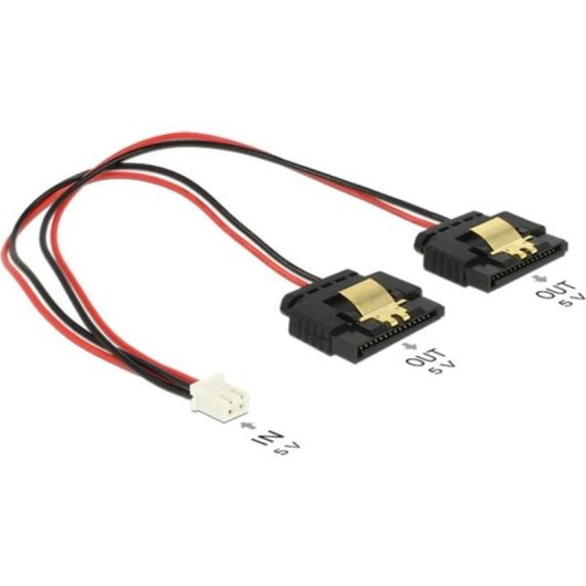 Cable de alimentación interna DeLOCK 0,2 m Molex 2-pin a 2x SATA 15-pin