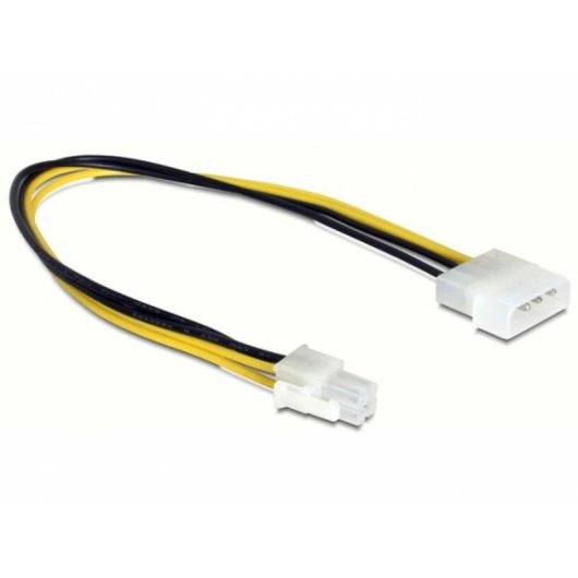Cable alimentación interna DeLOCK 0,3 m P4/Molex 4-pin Negro/Amarillo