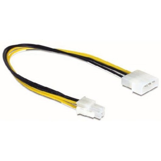 Cable alimentación interna DeLOCK 0,3 m P4/Molex 4-pin Negro/Amarillo