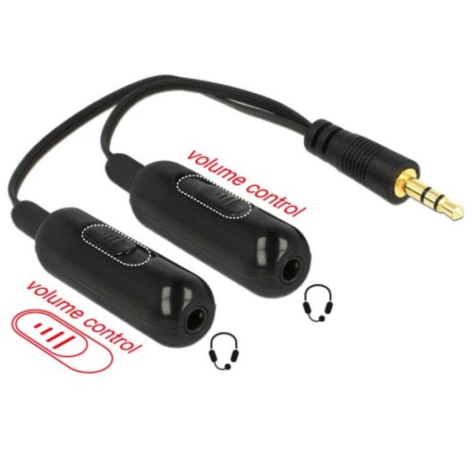 Cable de audio DeLOCK 0,19 m 3,5mm macho a 2x3,5mm hembra negro