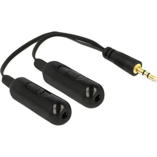 Cable de audio DeLOCK 0,19 m 3,5mm macho a 2x3,5mm hembra negro