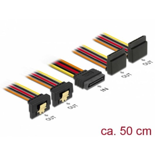 Cavo di alimentazione interno DeLOCK 0,5 m 4x SATA a 1x SATA