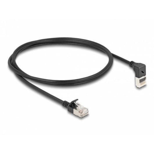 Cavo di rete Cat.6A RJ45 S/FTP Delock slim 1 m nero 90° LSZH