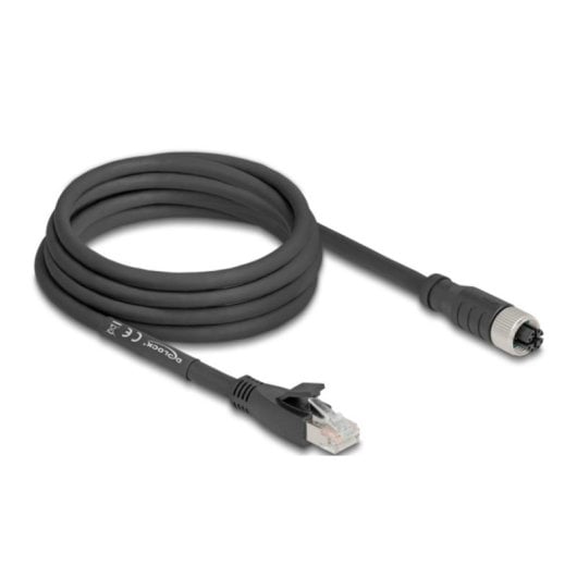 Cable de red DeLOCK 80591 3 m Cat5e S/FTP M12 a RJ-45 Negro