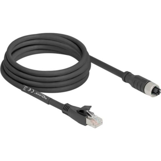 Cable de red DeLOCK 80591 3 m Cat5e S/FTP M12 a RJ-45 Negro