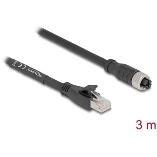 Cable de red DeLOCK 80591 3 m Cat5e S/FTP M12 a RJ-45 Negro