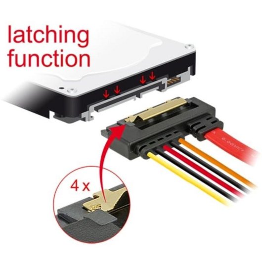 Cable Adaptador SATA Delock 85230 0,3 m SATA 7-pin + Molex a SATA 22-pin Negro