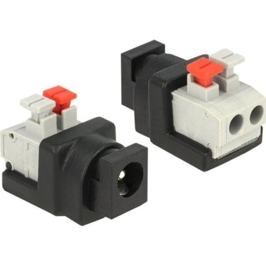 Adaptador de alimentación DeLOCK 65524 negro y plata para cables DC 5,5 x 2,1 mm