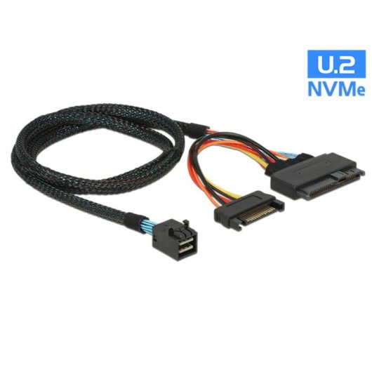 Cabo Adaptador DeLOCK SFF-8643 para U.2 SFF-8639+SATA 0,75 m Preto