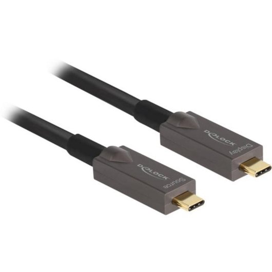 Cabo USB-C óptico ativo DeLOCK 8 m 4K vídeo + dados + PD
