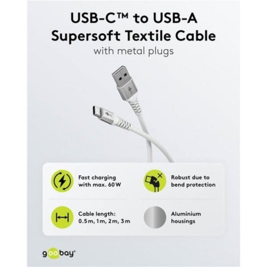 Cable USB Goobay 74530 1 m USB-C a USB-A USB 2.0 Blanco