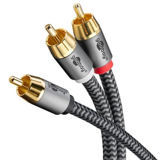 Cable RCA Y Goobay 5 m Negro/Plata Conectores Chapados en Oro