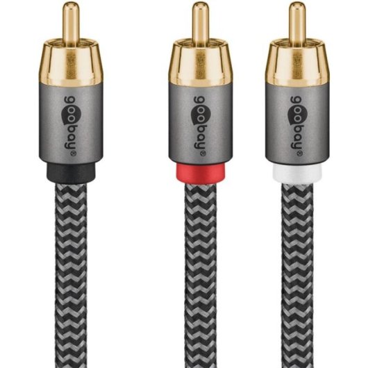 Cable RCA Y Goobay 5 m Negro/Plata Conectores Chapados en Oro