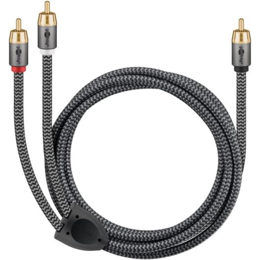 Cable RCA Y Goobay 5 m Negro/Plata Conectores Chapados en Oro