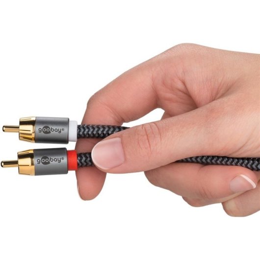 Cable RCA Y Goobay 5 m Negro/Plata Conectores Chapados en Oro