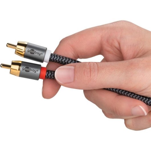 Cable RCA Y Goobay 5 m Negro/Plata Conectores Chapados en Oro