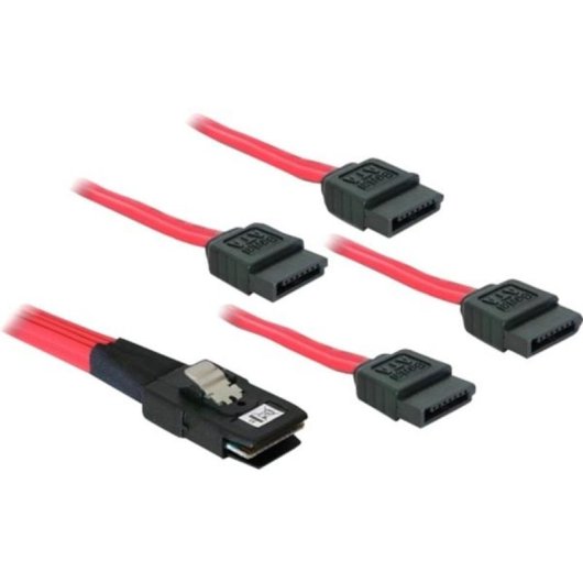 Cable Adaptador DeLOCK Sata 4x 1m SFF-8087 a 4x SATA 7-pin Rojo