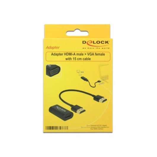 Adaptateur HDMI vers VGA DeLOCK 0,15 m Noir