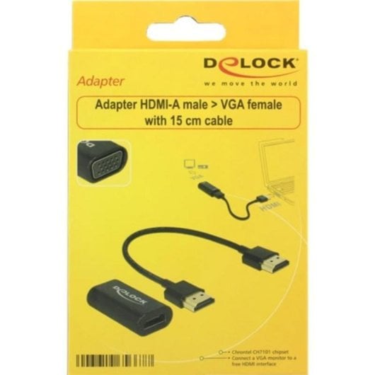 Adaptateur HDMI vers VGA DeLOCK 0,15 m Noir