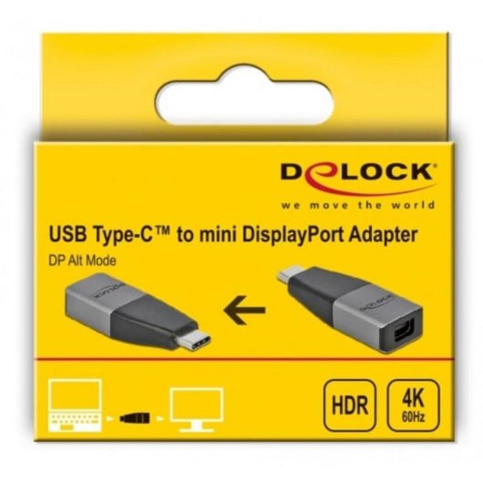 Adaptador USB-C a Mini DisplayPort DeLOCK 4K 60 Hz Gris