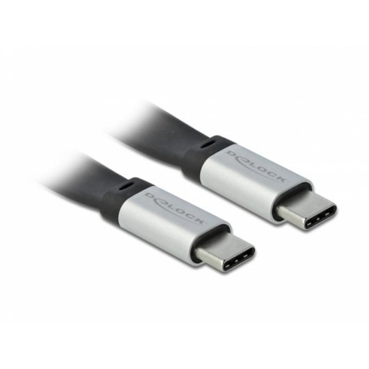 Cable USB DeLOCK 85926 0,22 m USB-C a USB-C 3.2 Gen 2 10 Gbit/s Negro/Plata