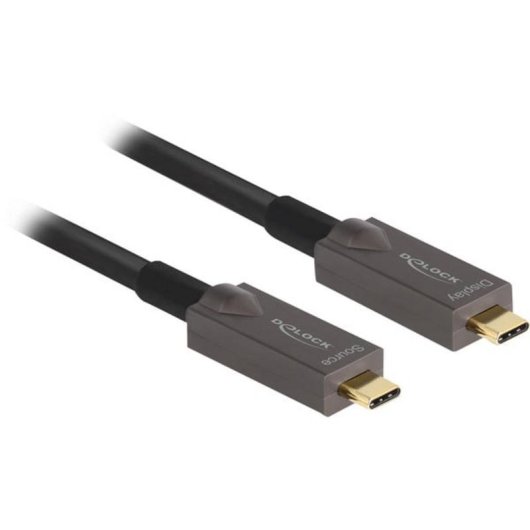 Cable Optique Actif USB-C DeLOCK 15 m 4K DisplayPort 1.4 10 Gbps 60 W