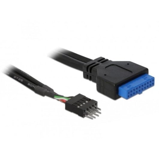 Adaptador DeLOCK USB 3.0 19 pin a USB 2.0 8 pin 60 cm Negro