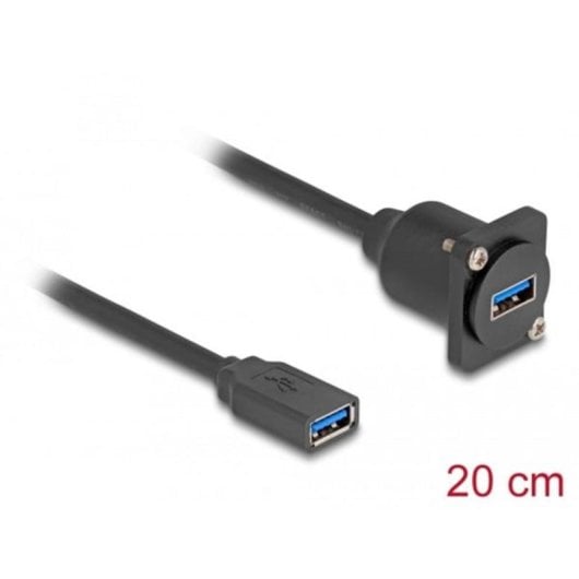 Cabo USB Delock Fêmea a Fêmea 5 Gbps 20 cm Preto