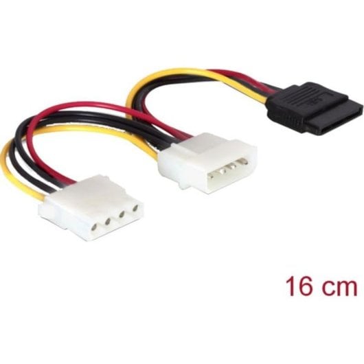 Cable de alimentación DeLOCK SATA a 2x Molex 4-pin, 16,5 cm