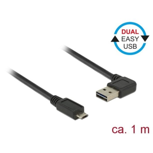 Cabo USB Delock 1 m USB 2.0 A Macho para Micro-USB B Macho Preto