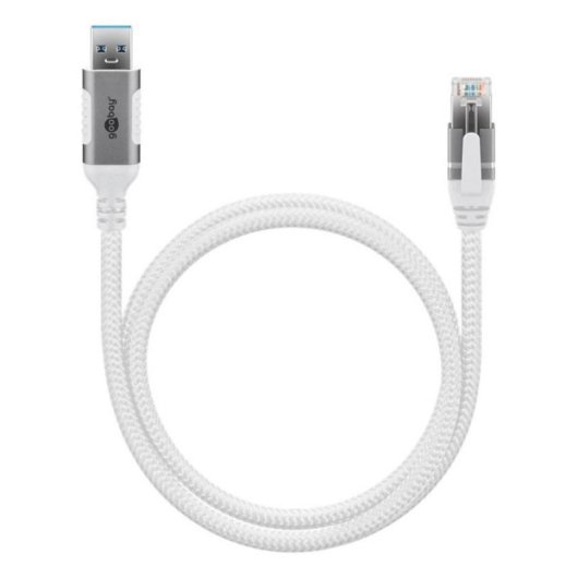 Cavo di rete Goobay 74161 USB-A a RJ-45 Cat6 5 m Bianco