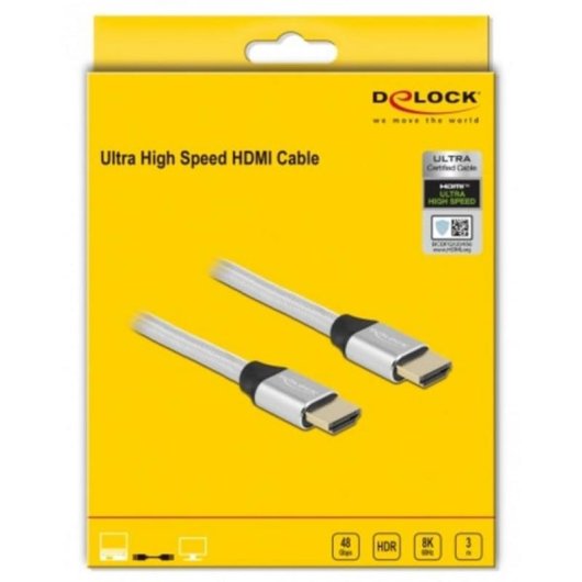 Cable HDMI Delock 48 Gbps 8K 60 Hz 3 m Plata