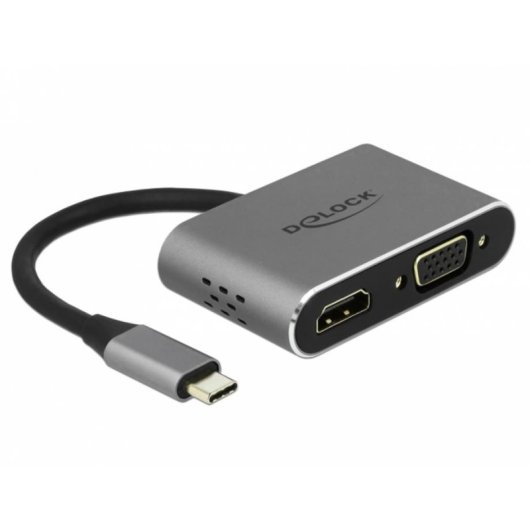 Hub USB-C DeLOCK 64074 com HDMI, VGA e USB Power Delivery 87 W