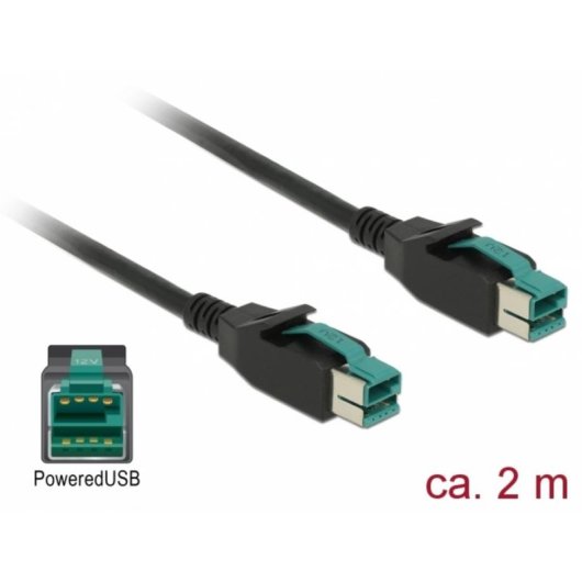 Câble d'alimentation DeLOCK 2 m PoweredUSB à PoweredUSB noir