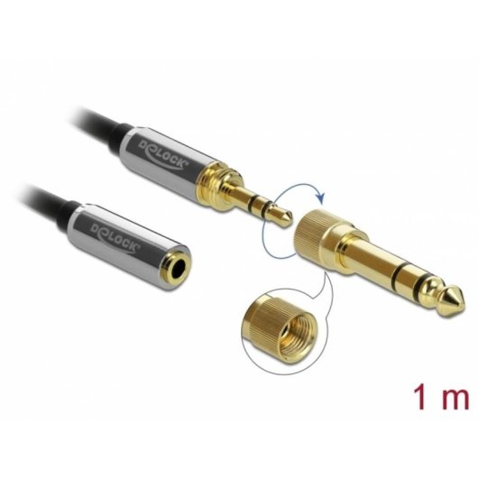 Cavo di estensione audio Delock 3,5 mm maschio a 3,5 mm femmina 1 m nero/grigio
