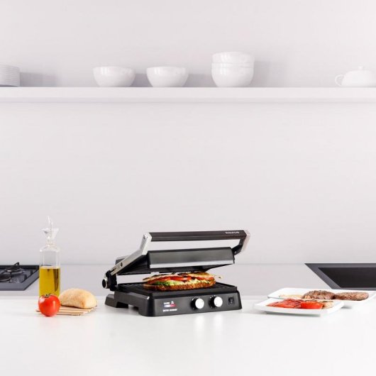 Grill Taurus Bistro Gourmet 2600 W Schwarz Aluminium Drehbar Grillrost + Platte