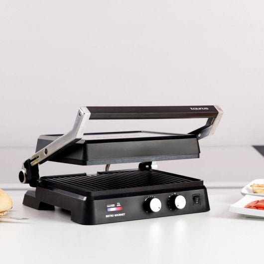 Grill Taurus Bistro Gourmet 2600 W Schwarz Aluminium Drehbar Grillrost + Platte