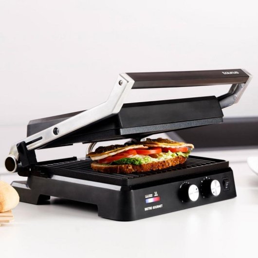 Grill Taurus Bistro Gourmet 2600 W Schwarz Aluminium Drehbar Grillrost + Platte