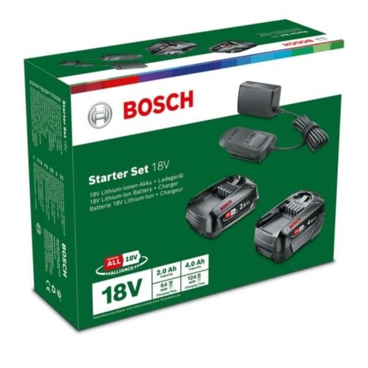 Kit de carregador e baterias Bosch Starter-Set 18V 2 x Akku (2,0 Ah + 4,0 Ah)