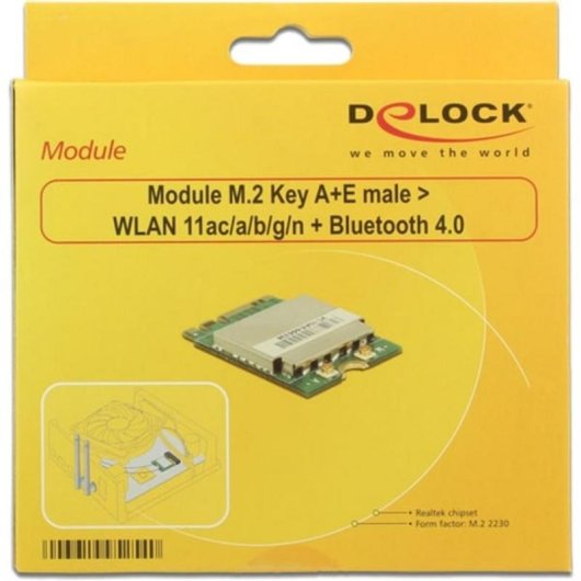 Tarjeta de red DeLOCK 95254 M.2 Wi-Fi 5 433,3 Mbit/s WLAN Bluetooth 4.0