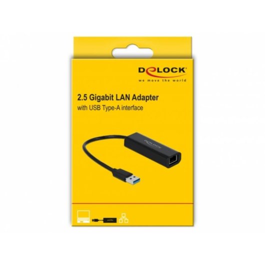 Scheda di Rete DeLOCK 66299 USB-A Ethernet 2,5 Gb/s con cavo 15 cm nera