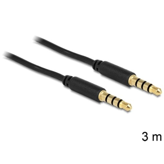Cabo de áudio DeLOCK macho a macho 3,5 mm preto 3 m contactos dourados