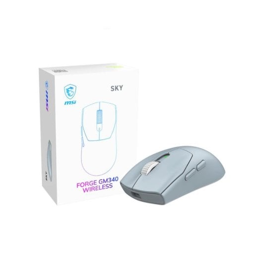 Souris MSI Forge GM340 Wireless Ambidextre 12000 DPI Bleu Clair 6 Boutons