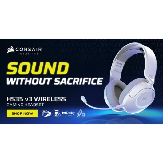 Casque Corsair HS35 v3 sans fil Bluetooth gaming avec micro USB-C blanc