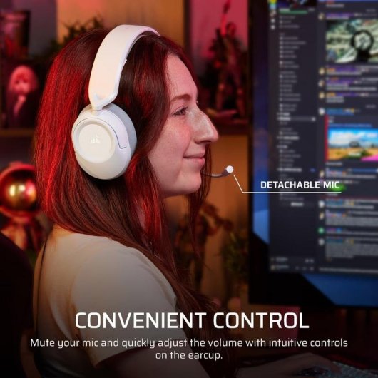 Casque Corsair HS35 v3 sans fil Bluetooth gaming avec micro USB-C blanc