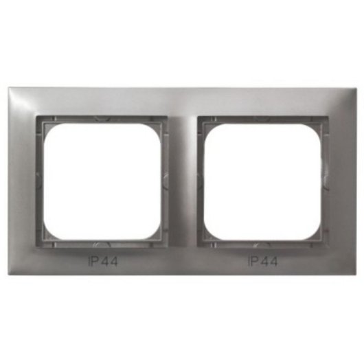 Marco doble Ospel RH-2Y/23 Titanio IP44 para interruptores y pulsadores