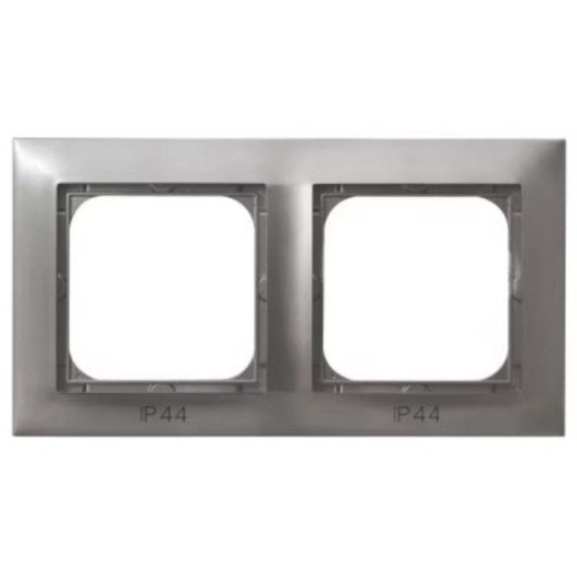 Marco doble Ospel RH-2Y/23 Titanio IP44 para interruptores y pulsadores