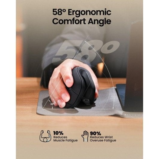 ProtoArc EM11 NL Ratón Ergonómico Vertical Inalámbrico Color Negro y Dorado
