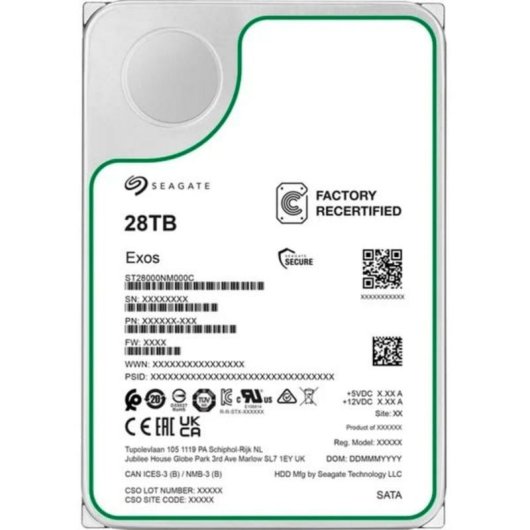 Disco Rigido Seagate Exos ST28000NM000C 28TB HDD 7200rpm SATA 512MB Cache